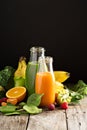 Variety of fresh vegetable and fruit juices Royalty Free Stock Photo