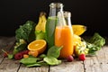 Variety of fresh vegetable and fruit juices Royalty Free Stock Photo