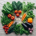 A variety of fresh vegetables arranged in a circular pattern Royalty Free Stock Photo