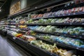 Variety of fresh vegetables and fruits on the shelf in a grocery store supermarket Royalty Free Stock Photo