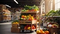 variety fresh vegetables and fruits supermarket shelves sale shop retail healthy