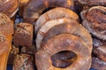 Variety of freshly baked rustic bread loaves on display on a market stall in the UK Royalty Free Stock Photo