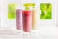 Variety of fruit smoothies Royalty Free Stock Photo