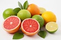 Variety of fruits categorized and displayed elegantly on a clean white background