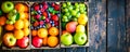 Assorted Fruits Displayed in Baskets at the Market Royalty Free Stock Photo