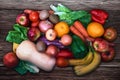 Variety of Fruits and vegetables on the table Royalty Free Stock Photo