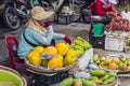 Variety of fruits on the Vietnamese market. Asian cuisine concept