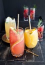 Variety of fruity cocktails Royalty Free Stock Photo