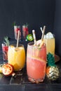 Variety of fruity cocktails Royalty Free Stock Photo