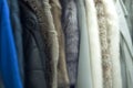 Variety in fur fashion Close up of mink fur coats