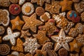 Variety of Gingerbread with icing flat lay Generative AI