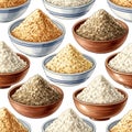 Variety of Grains and Flours in Bowls Royalty Free Stock Photo