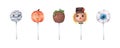 Variety of Halloween Cake Pops on white background. Watercolor illustration.