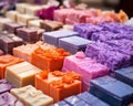 variety of handmade soaps.