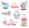 Variety of Happy Birthday stickers