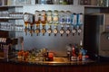 Variety of Hard Liquor bottles at bar counter