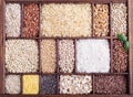 Variety of healthy grains and seeds