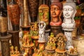 Variety of hindu and buddhism buddha statues and gods for sale at a market in New Delhi India Royalty Free Stock Photo