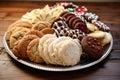 variety of homemade holiday cookies on a platter