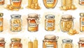 Variety of Honey Jars and Honeycombs Royalty Free Stock Photo