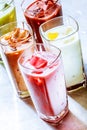 Variety of Ice Chilled Healthy Smoothie Shakes Royalty Free Stock Photo