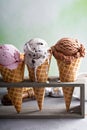 Variety of ice cream cones Royalty Free Stock Photo