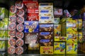Variety of ice cream product at grocery store supermarket