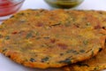 Variety of Indian flat bread thepla or paratha