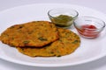 Variety of Indian flat bread thepla or paratha