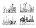 Variety of industrial facilities set Royalty Free Stock Photo