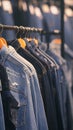 Variety of jeans on display in shopping mall store