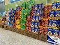 A variety of Kelloggs breakfast cereals in the breakfast  aisle of a Publix grocery store Royalty Free Stock Photo