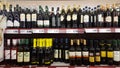 Variety of liquors in an Italian supermarket