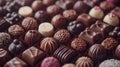 Assorted elegant chocolates in a close-up view. ideal for gourmet and luxury confectionery branding. variety of shapes Royalty Free Stock Photo