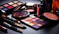 A Variety of Makeup Products on a Stylishly Decorated Table Royalty Free Stock Photo