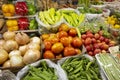 Variety many products food vegetables herb and fruits for customer select buying from vendors grocery stall at fresh local market