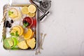 Variety of margarita cocktails on a tray Royalty Free Stock Photo