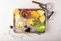 Variety of margarita cocktails on a tray Royalty Free Stock Photo