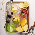 Variety of margarita cocktails on a tray Royalty Free Stock Photo