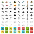 A variety of marine animals cartoon icons in set collection for design. Fish and shellfish vector symbol stock web Royalty Free Stock Photo