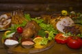 A variety of meat dishes in one of the bars. Royalty Free Stock Photo