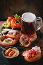 Variety of meat snacks in pretzels Royalty Free Stock Photo