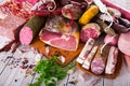 Variety of meats on table