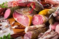 Variety of meats on table