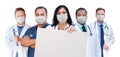 Variety of Medical Healthcare Workers Wearing Medical Face Masks Holding Blank Sign Amidst the Coronavirus Pandemic Royalty Free Stock Photo
