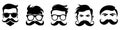 Variety of men\'s hairstyles and mustaches icon set. Different male hairstyles. Diverse fashion styles