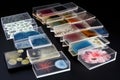 variety of microscope slides featuring different types of cells and organisms