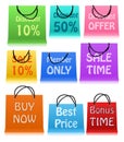 Variety modern shopping bag with sales tags