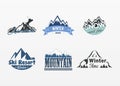 Variety of mountain sports emblems