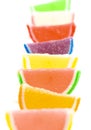 A Variety of Multicolored Candy Fruit Slice on a White Background Royalty Free Stock Photo